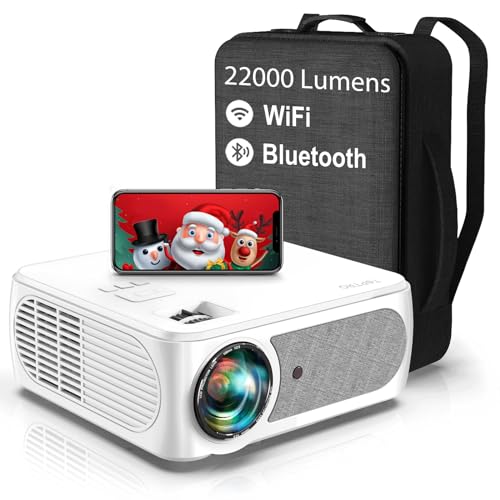 Beamer, 22000 Lumen Beamer Full HD 5G, WiFi Bluetooth Beamer 4K Native 1080P LED Heimkino Video Projector kompatibel mit Fire TV Stick, iOS/Android Smartphone, MAC/PC/Laptop/PPT/ PS5
